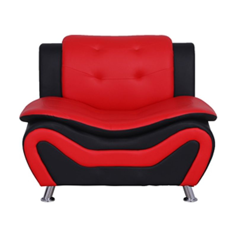 2-Piece Set with Sofa and Club Chair in Black & Red C22969