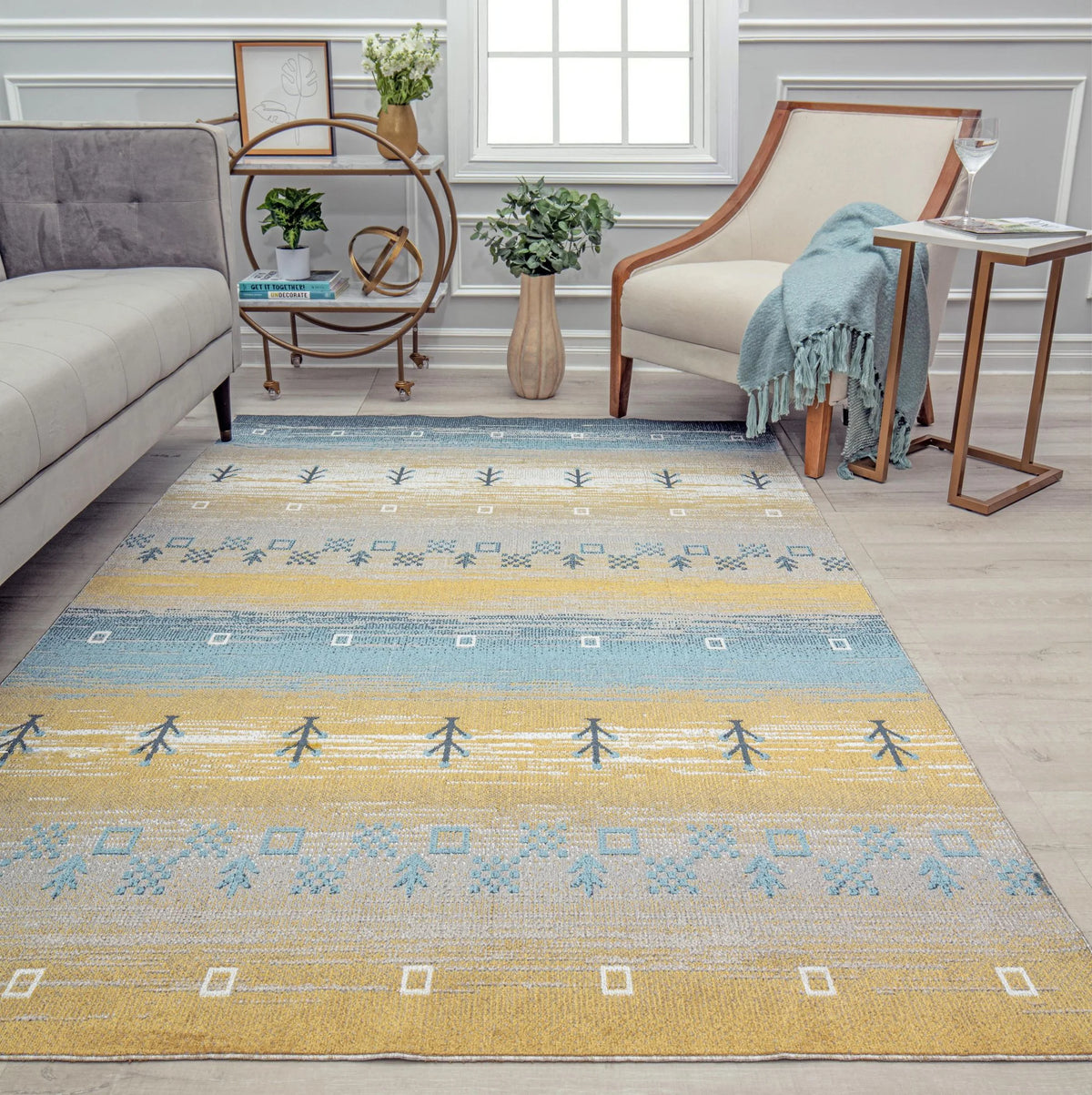 Yellow Tribal Bohemian Area Rug 2'6" x 4' Y393