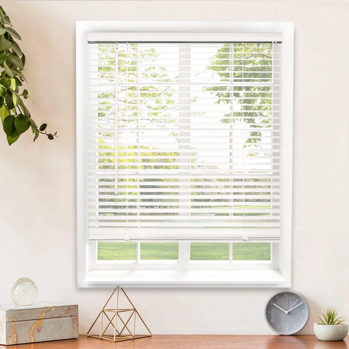 Cordless 1-Inch Vinyl Mini Blinds Gloss White 70"W X 48"H X2793