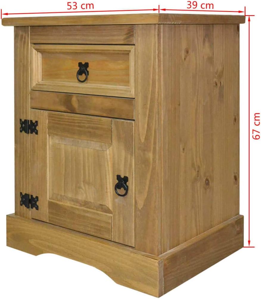 Mexican Pine Bedside Cabinet 20.9"x15.4"x26.4" Z7737