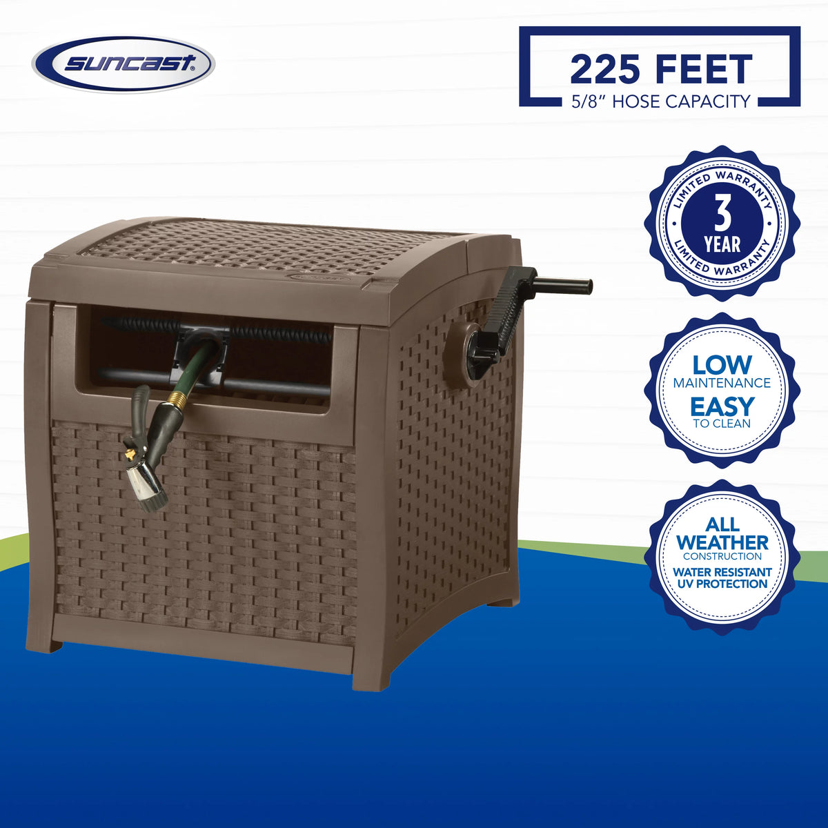 Wicker Hose Hideaway Reel with Hose Guide J620