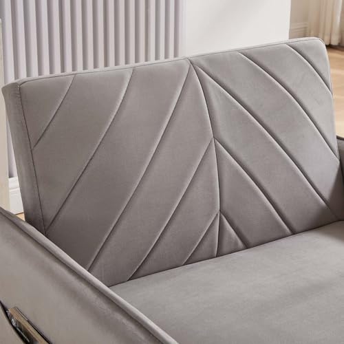 Black Velvet Convertible Sofa Bed Chair with USB Ports X854