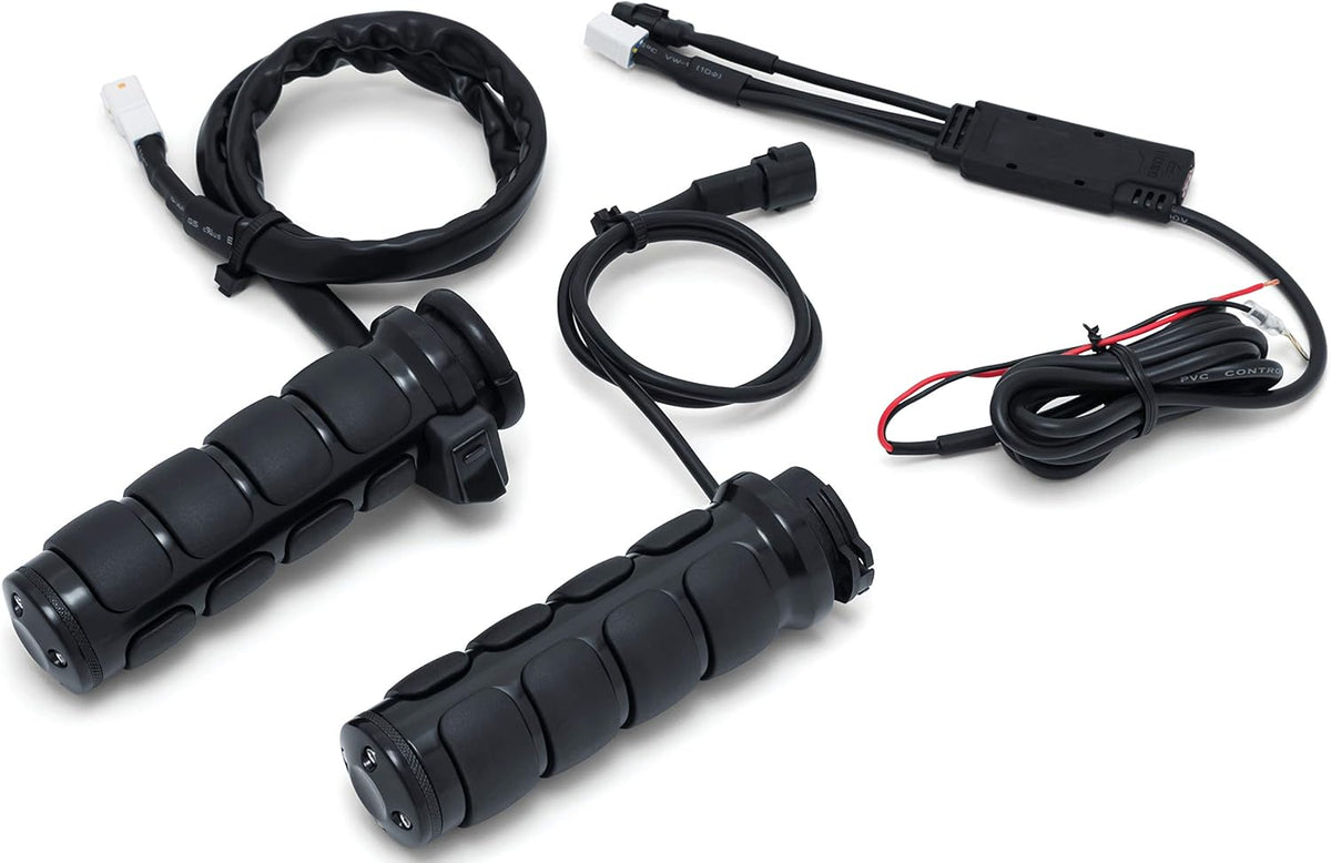 Heated Motorcycle Handlebar Grips Gloss Black 1 Pair O283649
