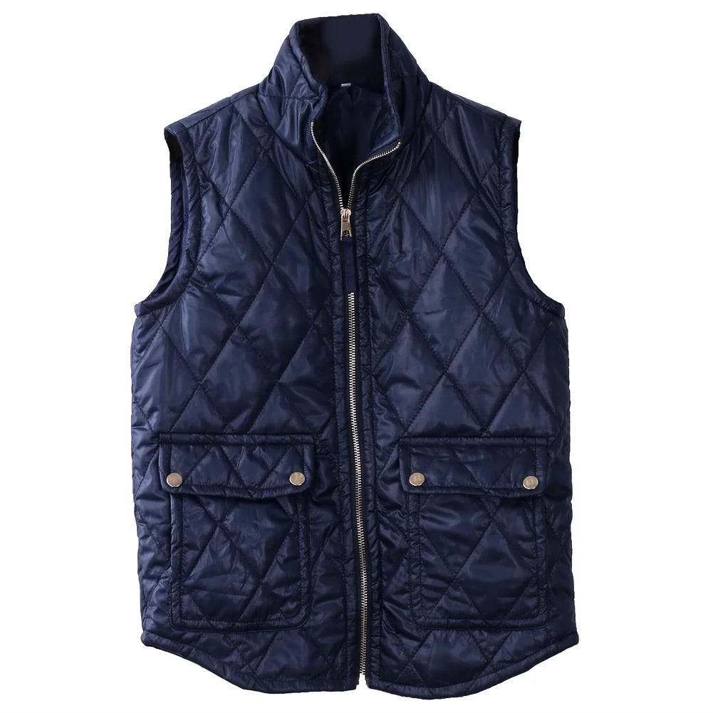 Women's Plus Size Quilted Vest, Stand Collar Lightweight Sleeveless Zip Padded Gilet Y87859