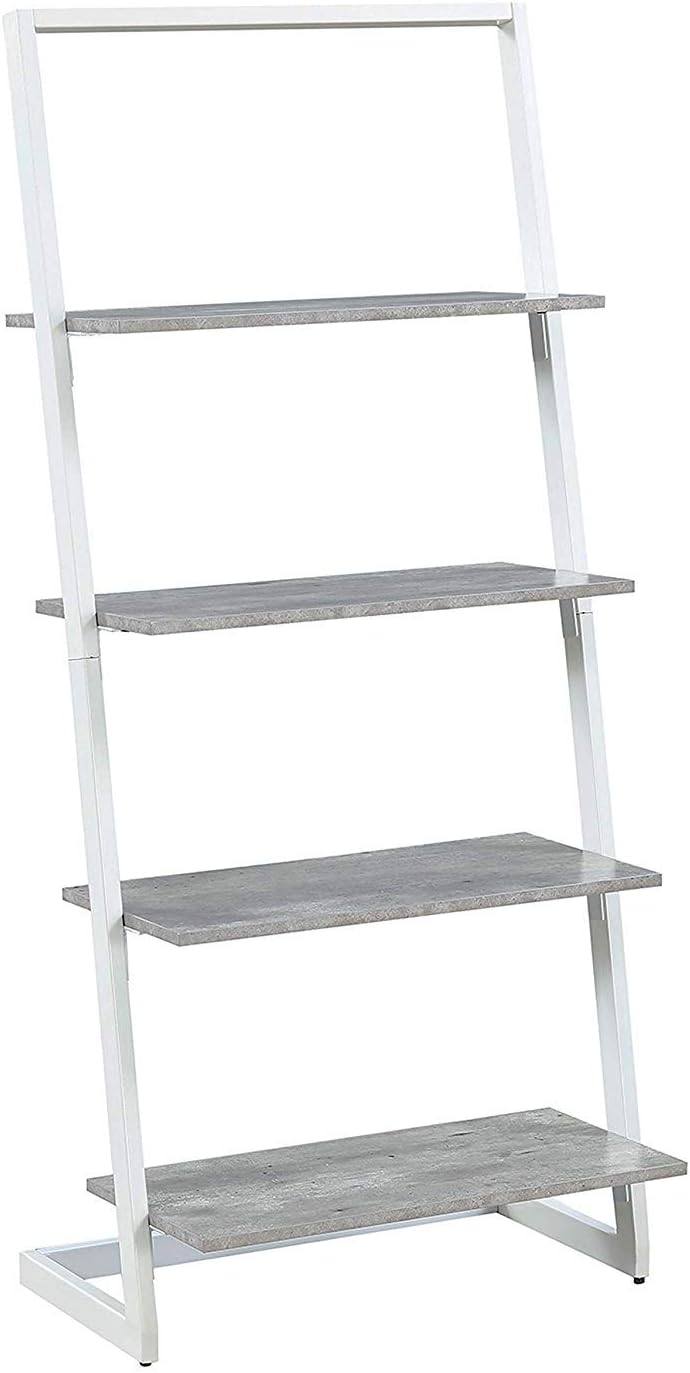Faux Birch White Frame 4 Tier Ladder Bookcase Z313