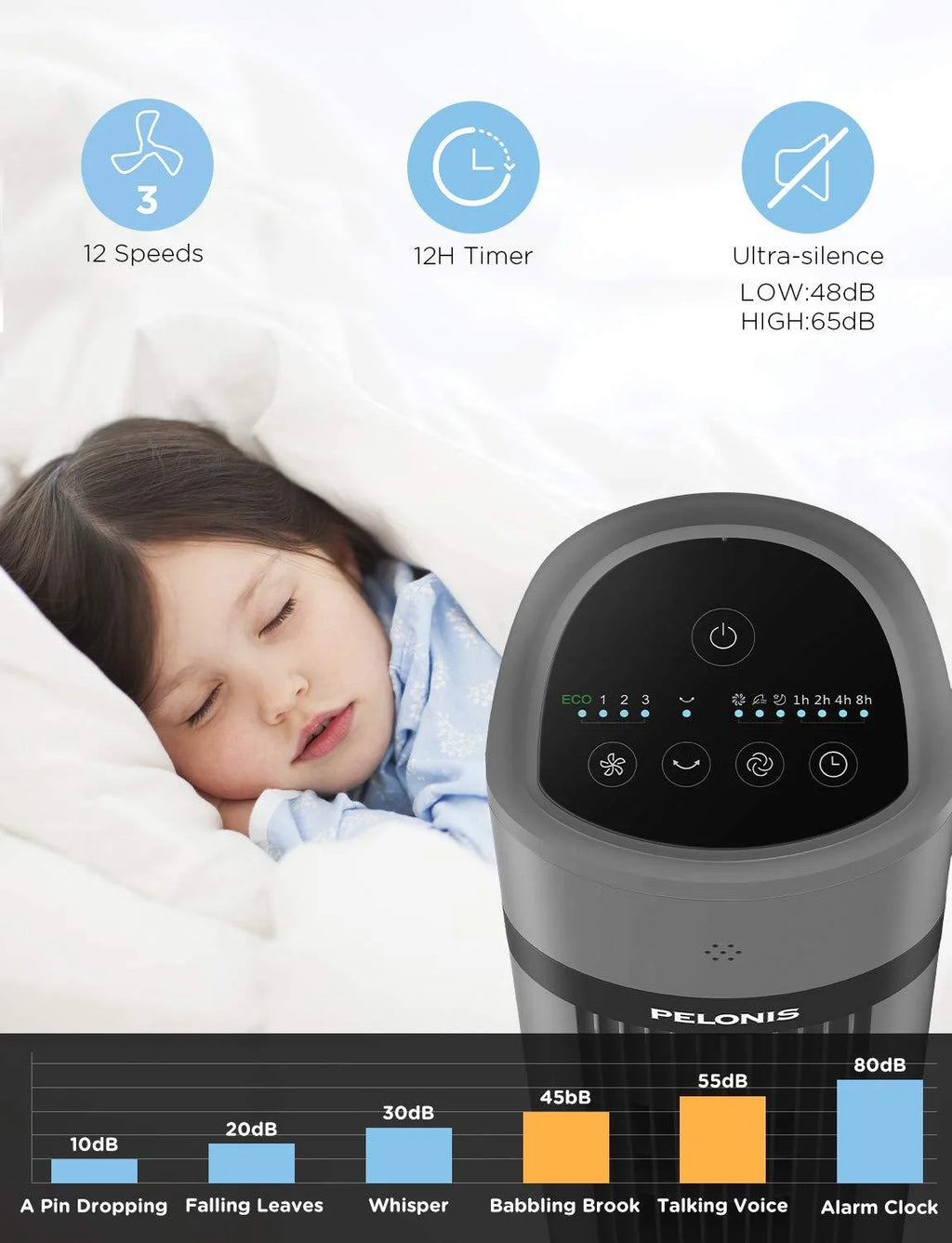40 Oscillating Tower Fan with Remote, Black I5979