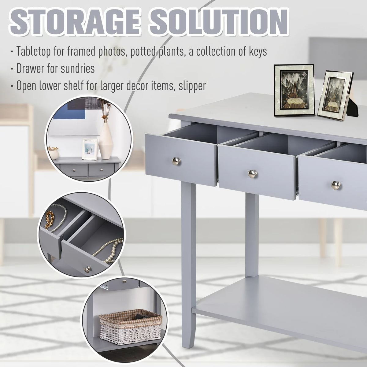 Console Table with Drawer and Bottom Shelf I290