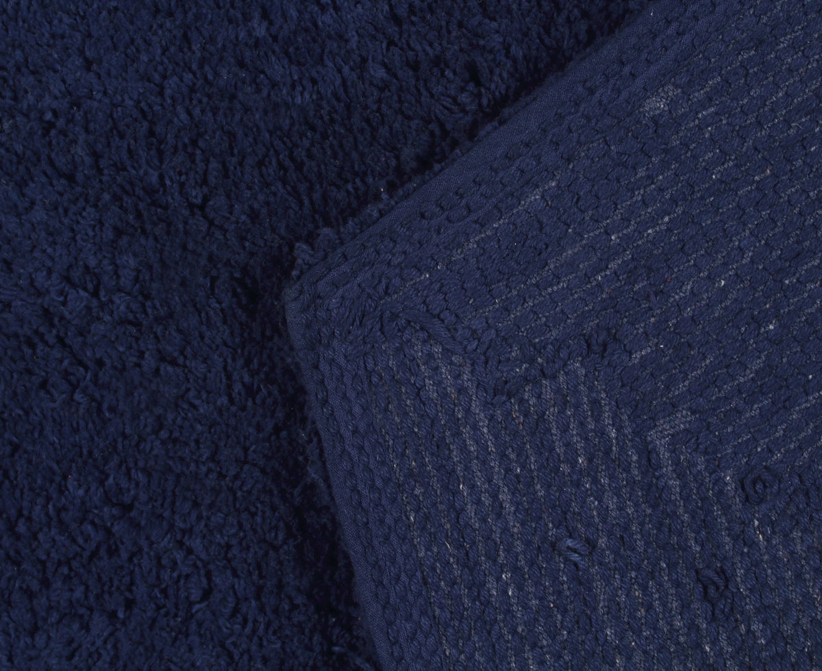 Navy 3 Piece Cotton Tufted Bath Rug Set Q789
