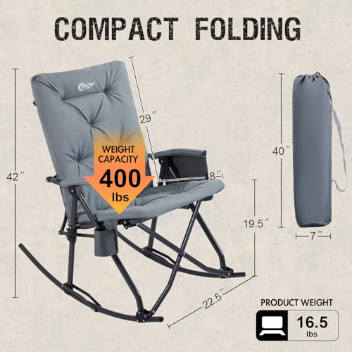 Oversized Folding Rocking Camping Chair with Carry Bag, Blue U9591