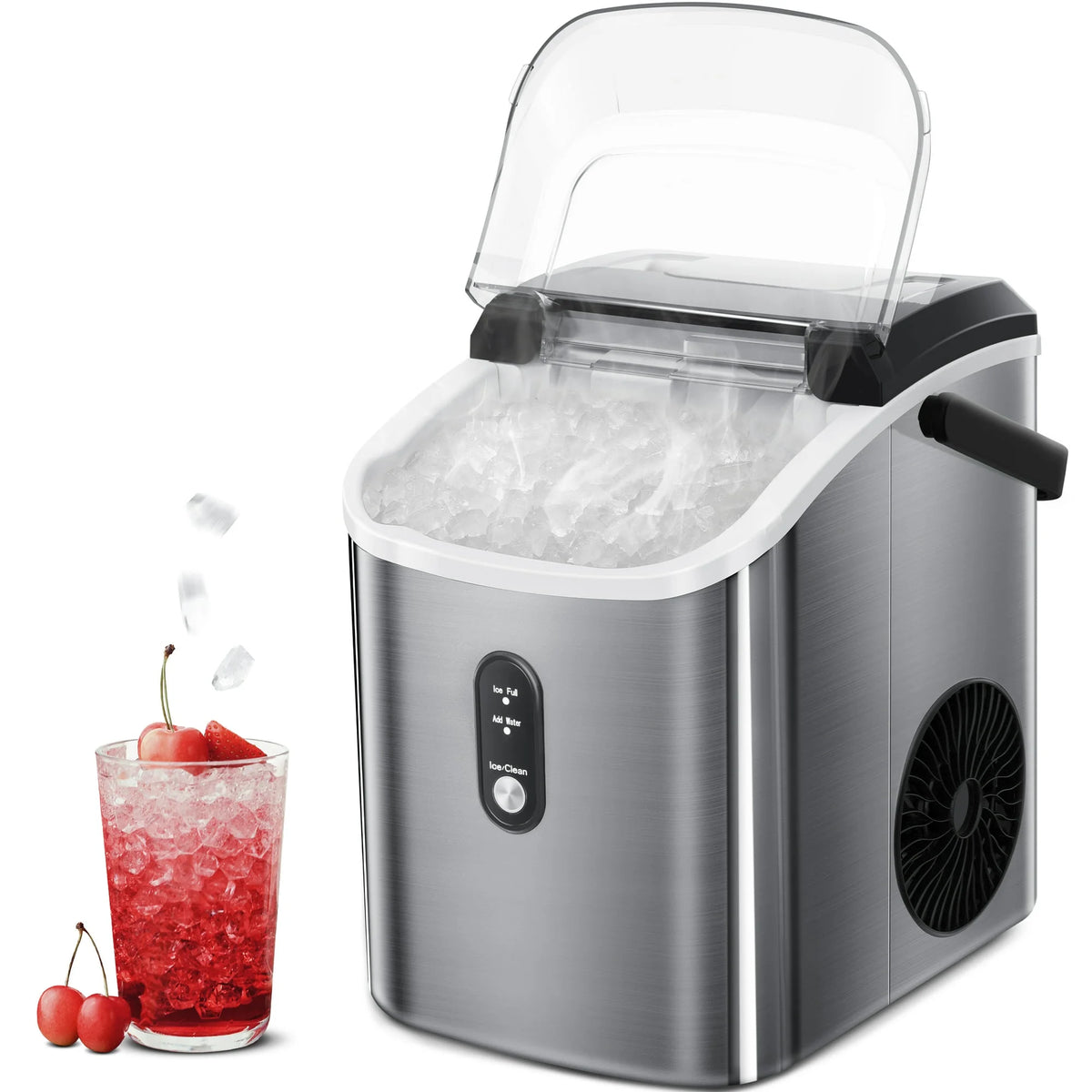 Nugget Ice Maker Countertop with Soft Chewable Pellet Ice, 33lbs/24H, Self-Cleaning, Stainless Steel N32976