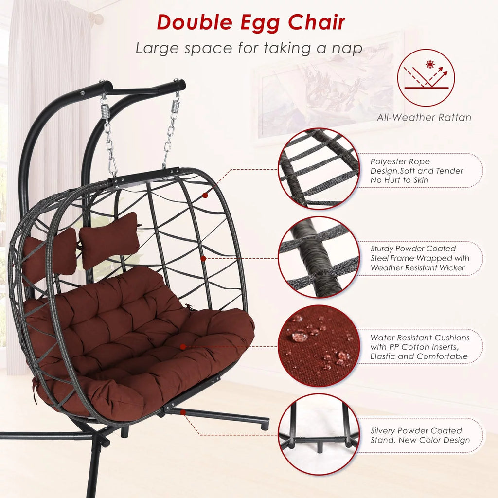 2 Seater Gray Swing Chair with Stand Y343