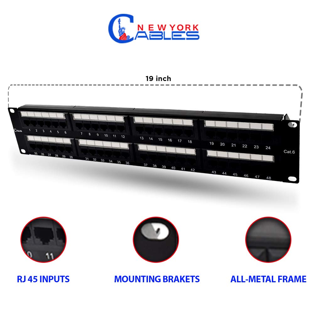 48 Port Cat6 Patch Panel 2U Unshielded H13853