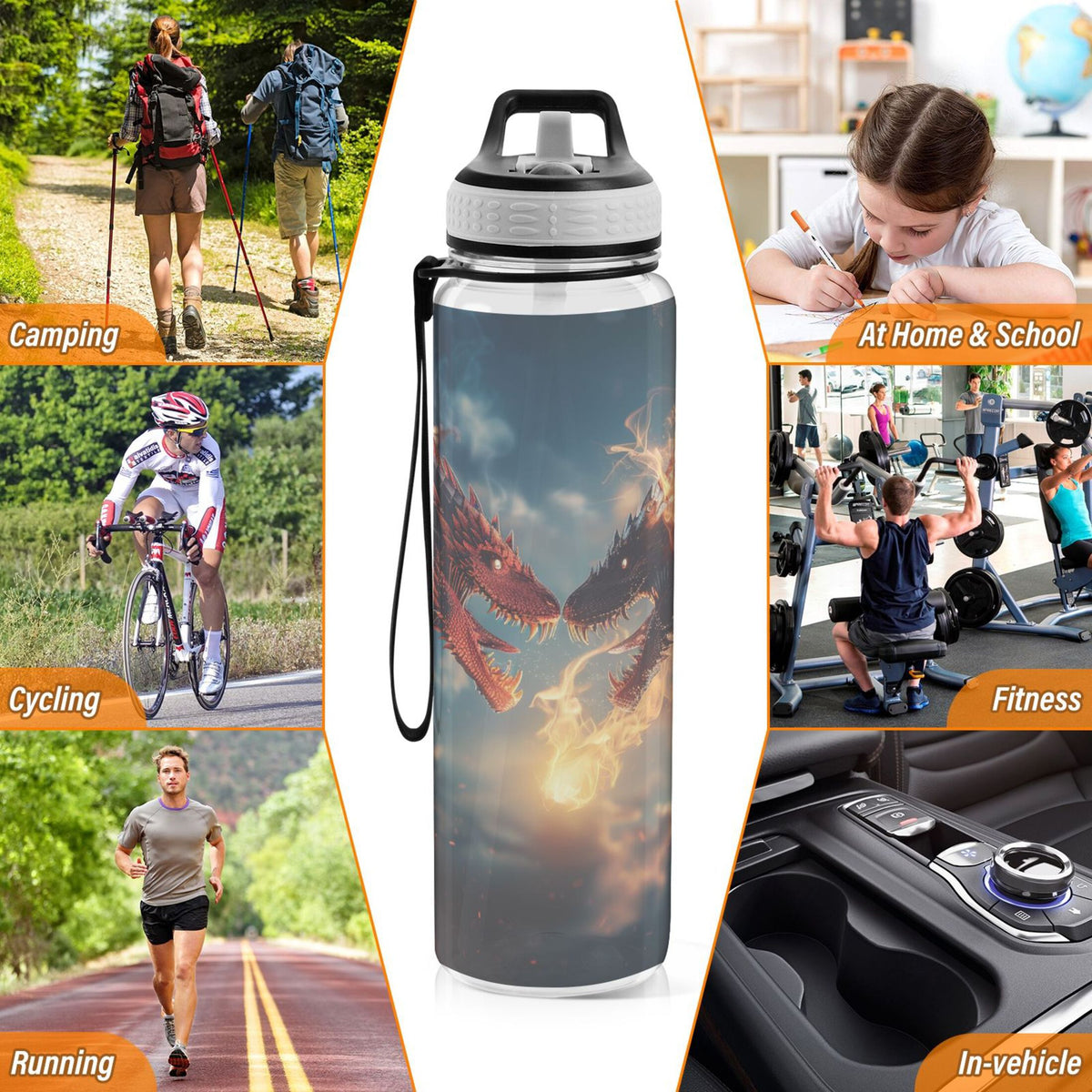 32oz Tritan Sports Water Bottle with Straw F6512