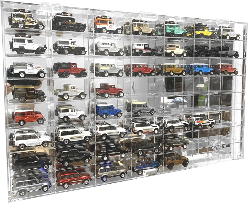 56 Compartment 1/64 Scale Diecast Model Car Display Case with Door C8274