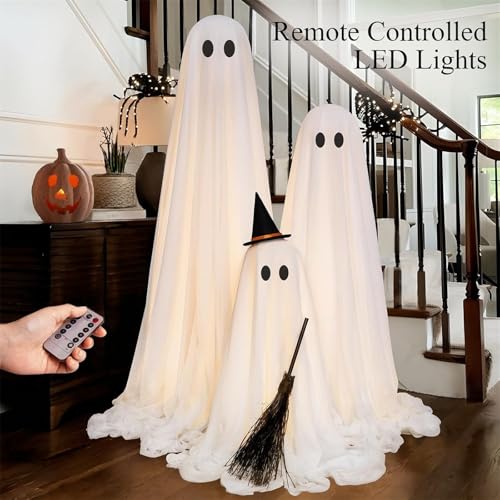 Halloween Light-Up Ghosts with String Lights R593