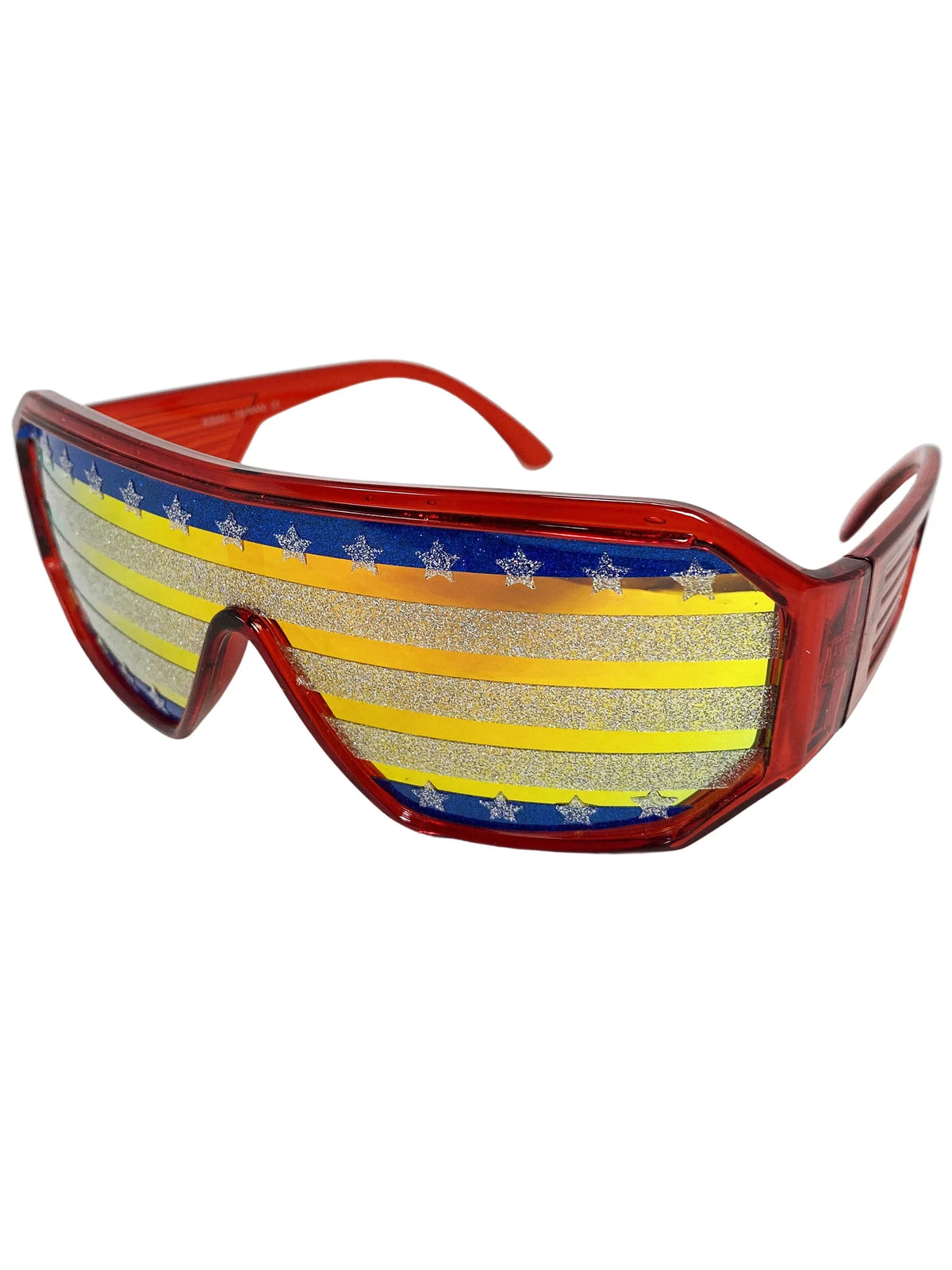 Silver and Blue Stars and Stripes Red Lens Sunglasses U3564