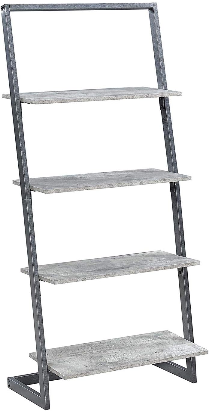 Faux Birch White Frame 4 Tier Ladder Bookcase Z313