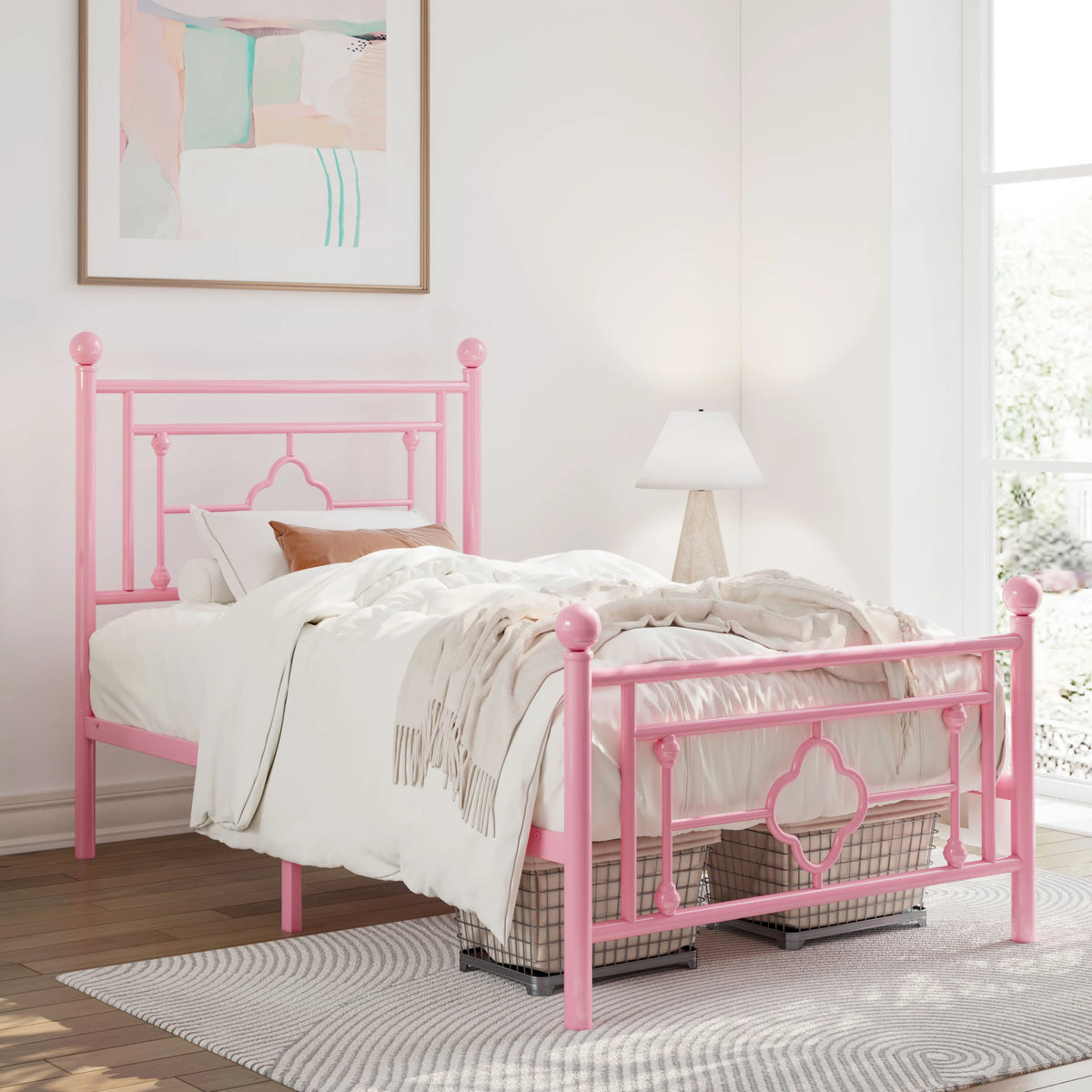 Queen Size Black Metal Platform Bed Frame with Headboard and Footboard F980869