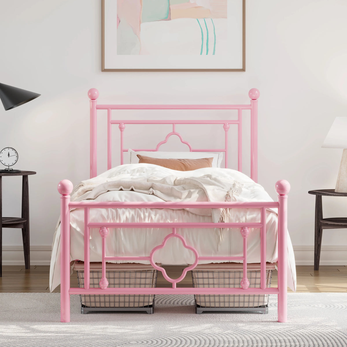 Queen Size Black Metal Platform Bed Frame with Headboard and Footboard F980869