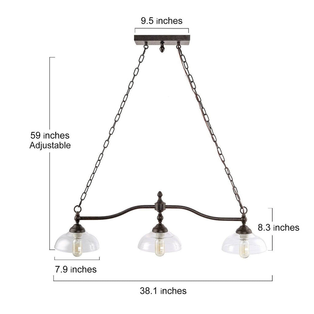 3-Light Oil-Rubbed Bronze Chandelier with Glass Shades M5662