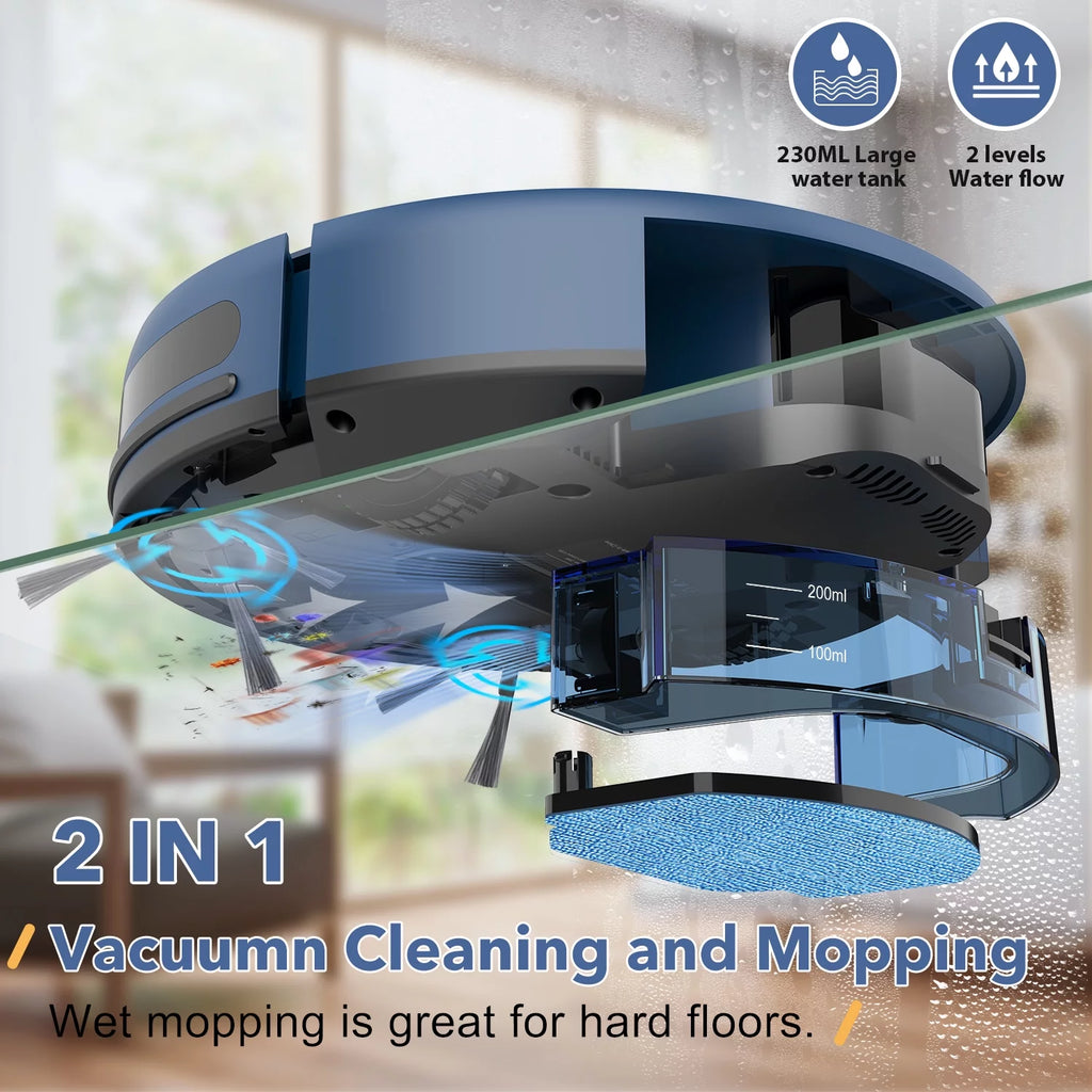 Robot Vacuum and Mop Combo 230ML Water Tank Blue E288771