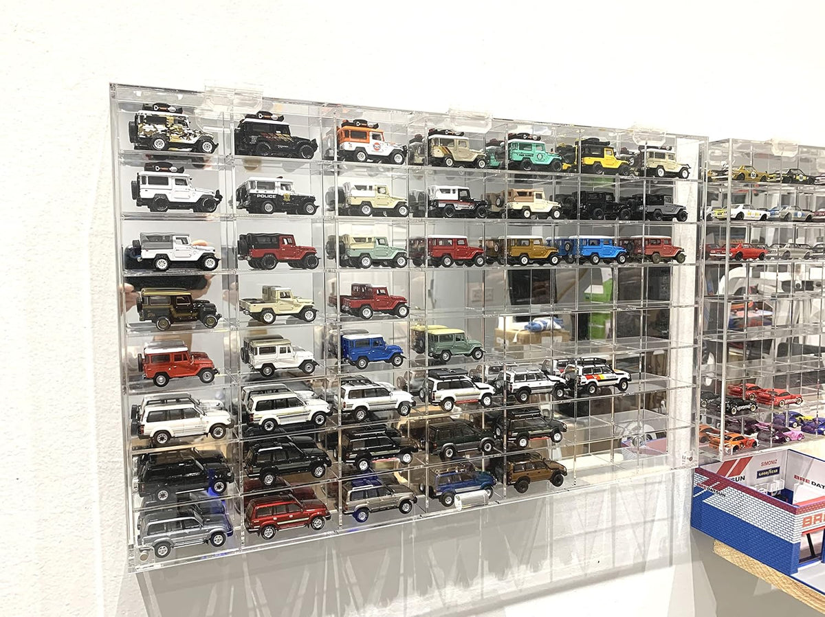 56 Compartment 1/64 Scale Diecast Model Car Display Case with Door C8274