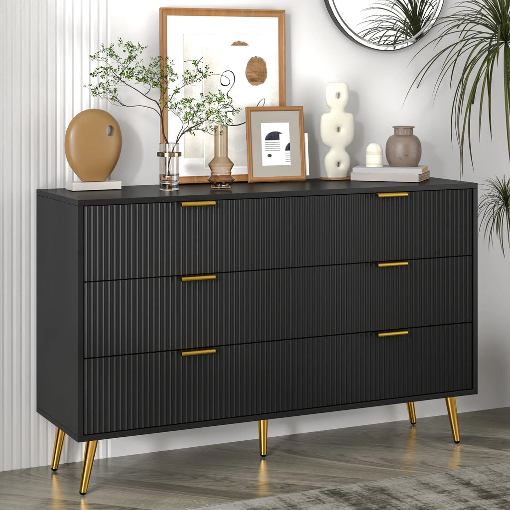 Modern 6 Drawer Wood Dresser O931414