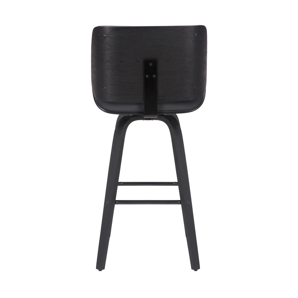 Faux Leather Wood Swivel Counter Stool in Gray/Black W363