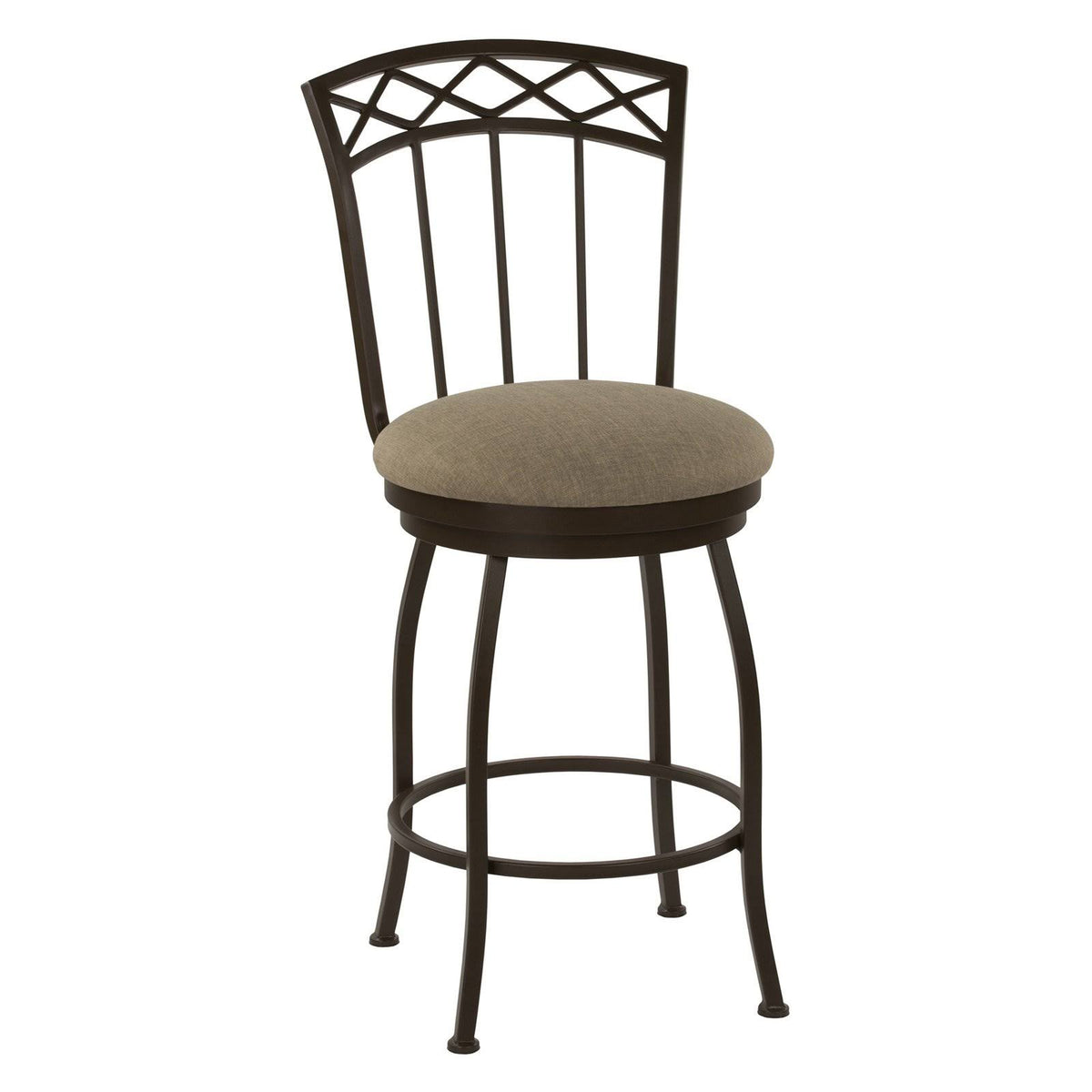 30x22 Bar Height Metal Swivel Barstool in Geneva Pepper Fabric and Matte Black Finish V6485