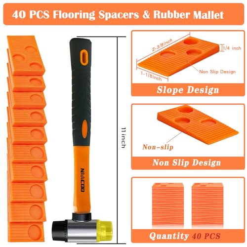 4 in 1 Floor Installation Kit with Tapping Block, Pull Bar, 40pc Spacers, Rubber Mallet C427813
