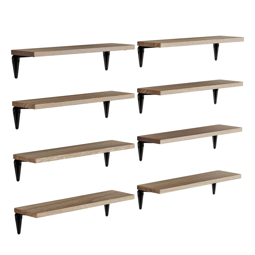 Set of 8 Black Floating Shelves U48719