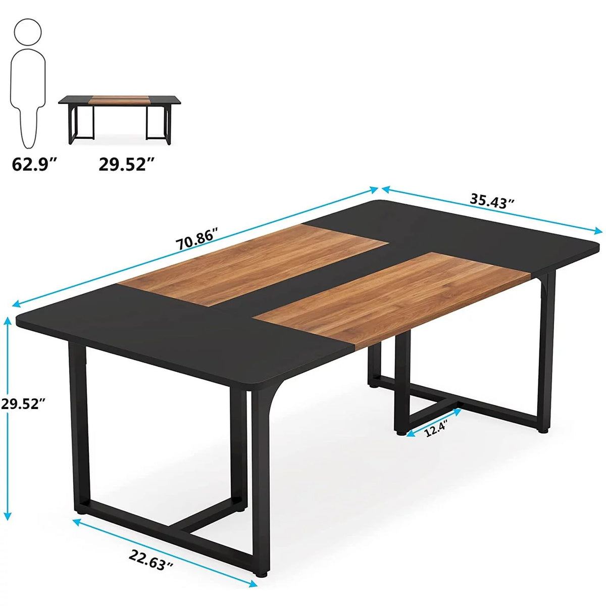 6FT Wood Metal Meeting Table Z68986