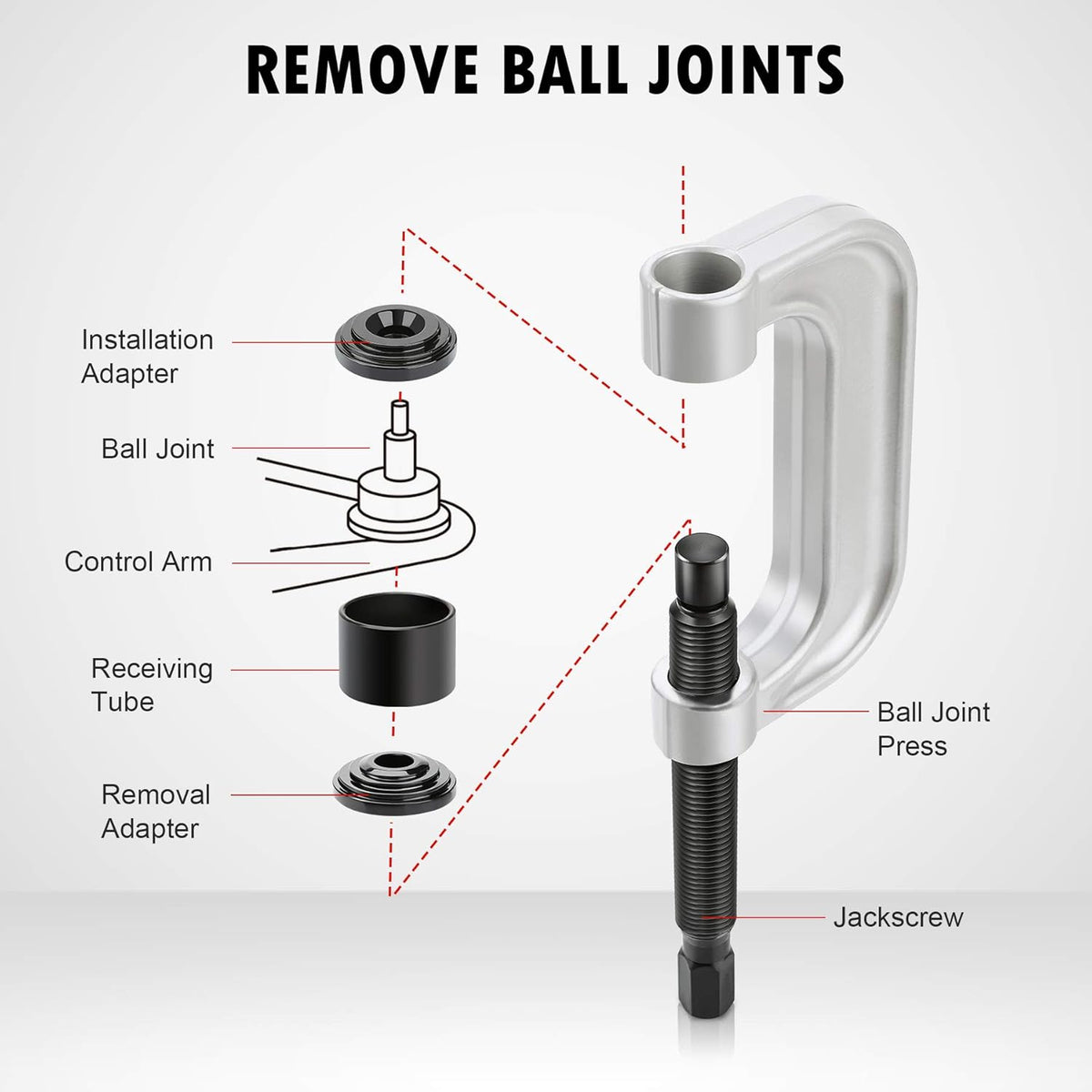 Ball Joint Press & U Joint Removal Tool Kit with 4x4 Adapters D11358