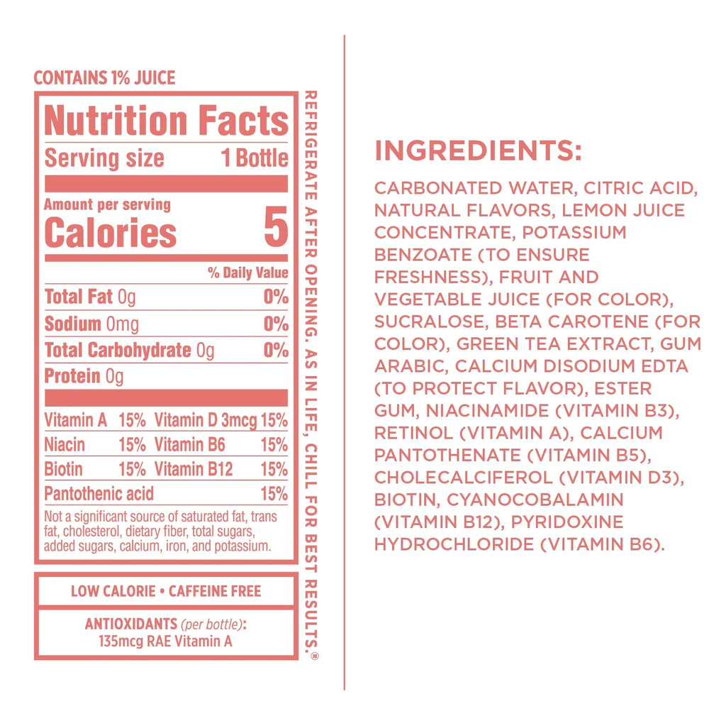 Strawberry Lemonade Sparkling Water 17 Fl Oz, Pack of 12 G395169