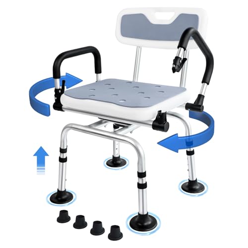Black Heavy Duty Swivel Shower Chair with Arms Back P1699