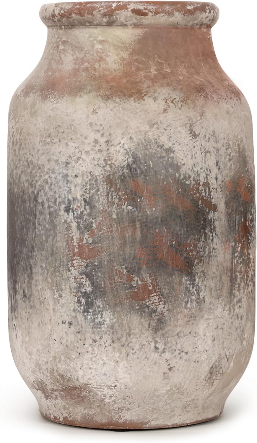 Rustic Ceramic Flower Vase Whitewashed Terracotta Floor Vase C71185