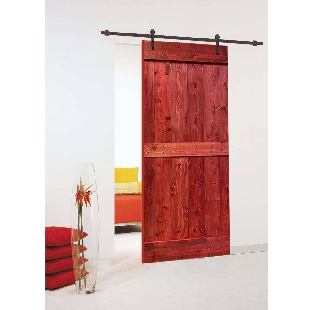 24 in. x 84 in. Stained Wood Interior Sliding Barn Door with Hardware Kit B994