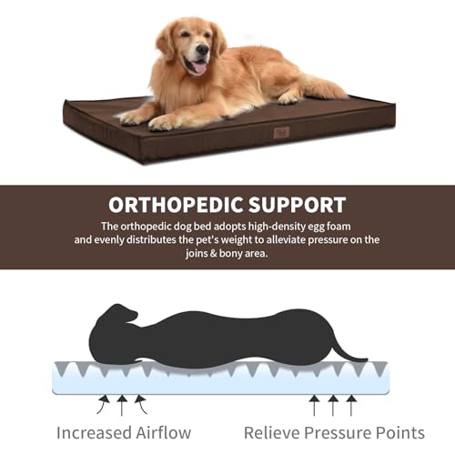 Extra Large Waterproof Egg Crate Foam Dog Bed with Removable Washable Cover R798601