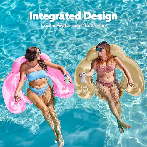 2 Pack Inflatable Pool Chairs with Cup Holders G4029