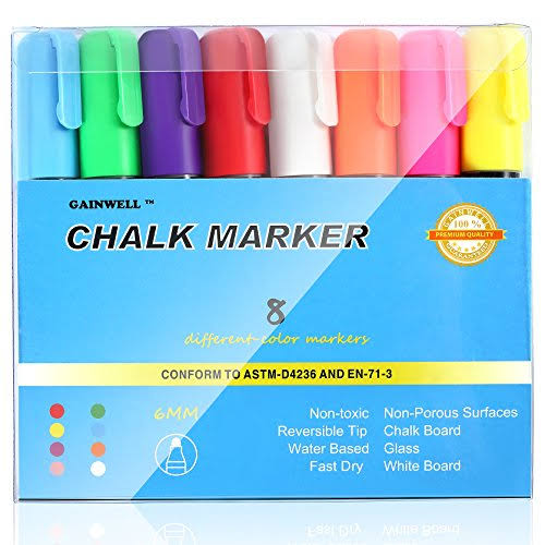 8 Bright Colors Liquid Chalk Marker 6mm Chisel NIB M6158