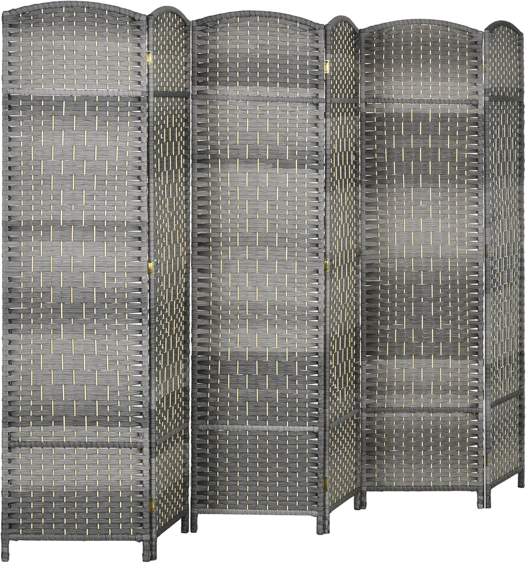 6' Tall Hand-Woven Room Divider in Mixed Gray B849896