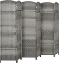 6' Tall Hand-Woven Room Divider in Mixed Gray B849896