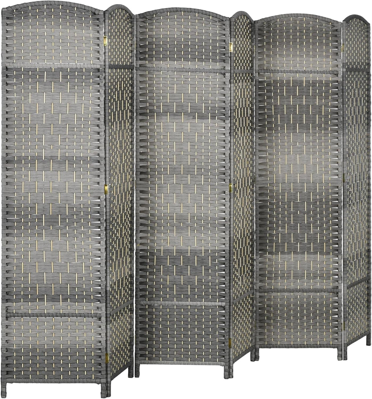 6' Tall Hand-Woven Room Divider in Mixed Gray B849896