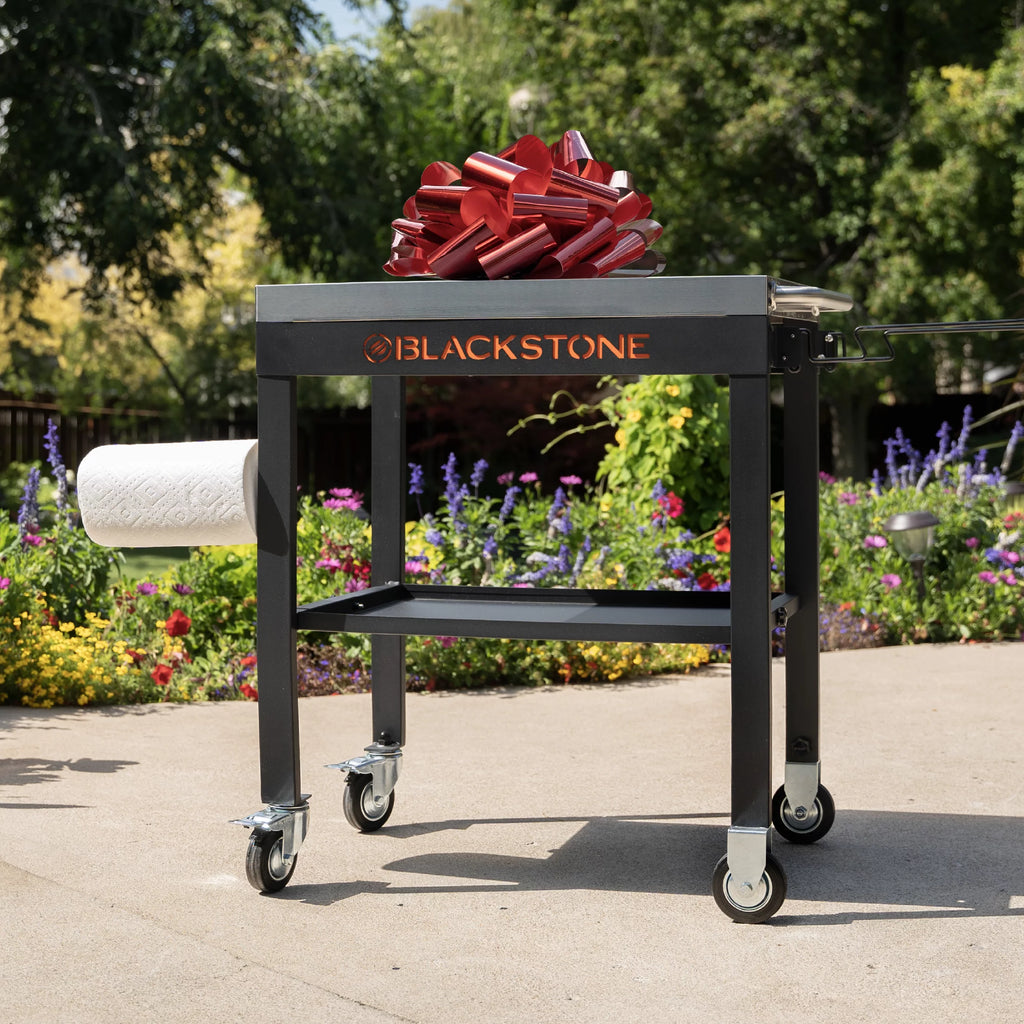 28" Portable Steel Prep Cart with Stainless Steel Top in Black D97161