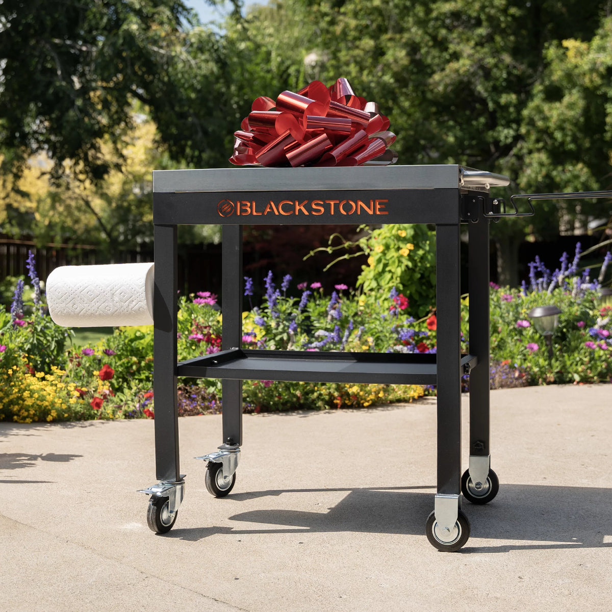 28" Portable Steel Prep Cart with Stainless Steel Top in Black D97161