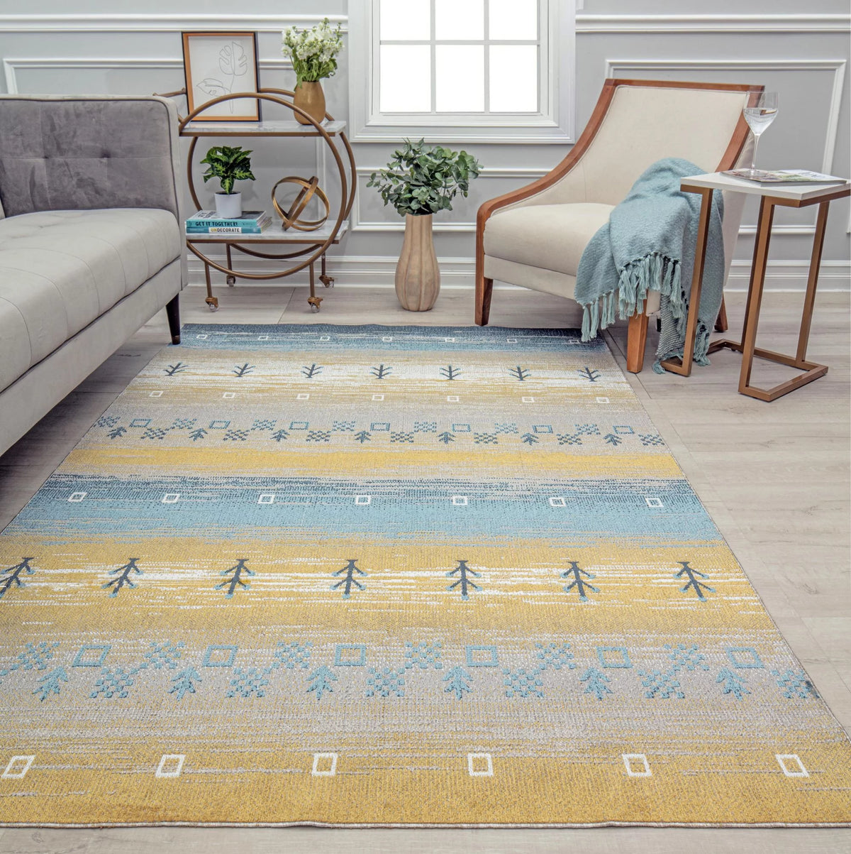Yellow Tribal Bohemian Area Rug 2'6" x 4' Y393