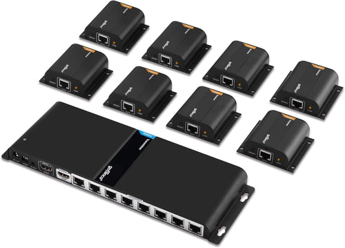 1080p 8 Port HDMI Extender Splitter Over CAT6/CAT6a/CAT7 Ethernet Cable with HDMI Loopout & IR Extension G611