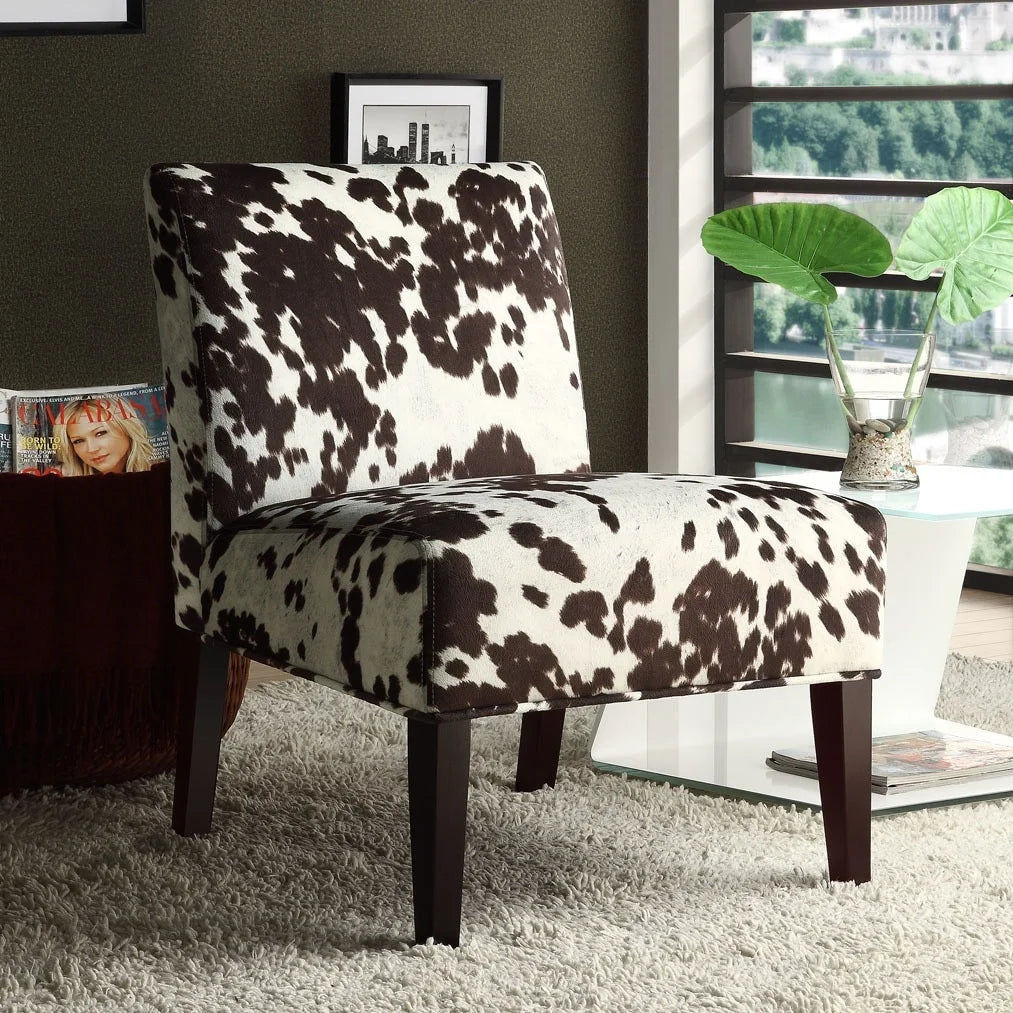 Brown Cowhide Print Lounge Accent Chair H5758