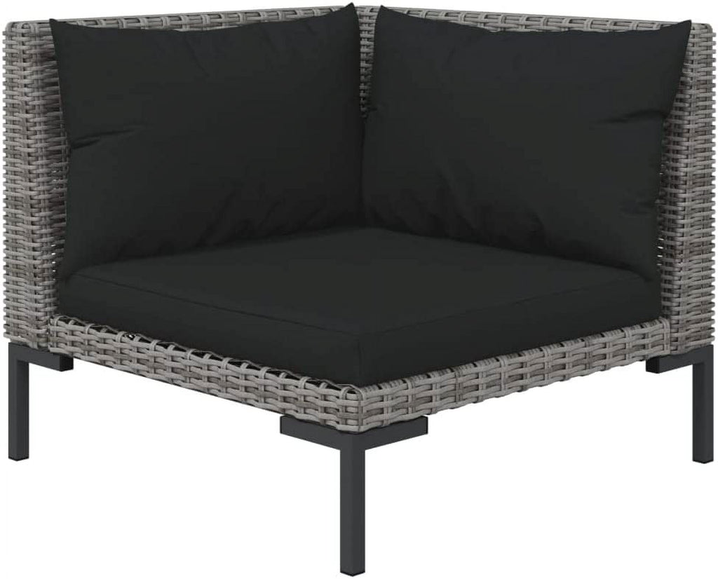 14 Piece Patio Lounge Set with Cushions Poly Rattan Dark Gray O48903