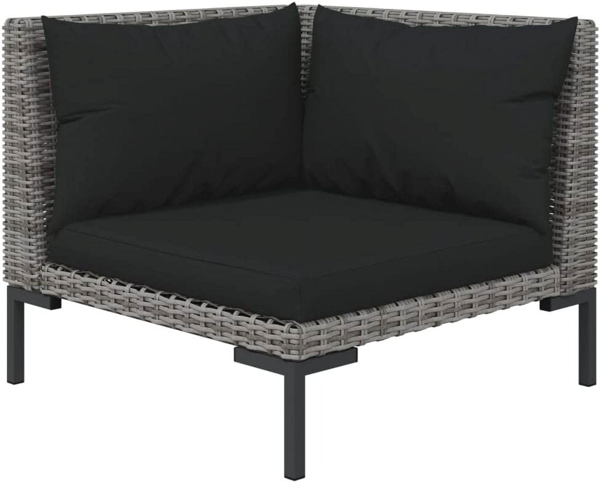 14 Piece Patio Lounge Set with Cushions Poly Rattan Dark Gray O48903
